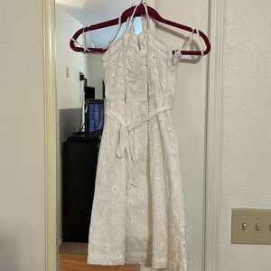 American Eagle White Eyelet Halter Dress NWT